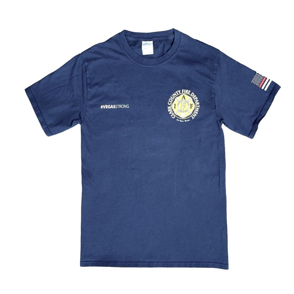 PORT & COMPANY Blue Short Sleeve āClark County Fire Dept Vegas Strongā T-Shirt